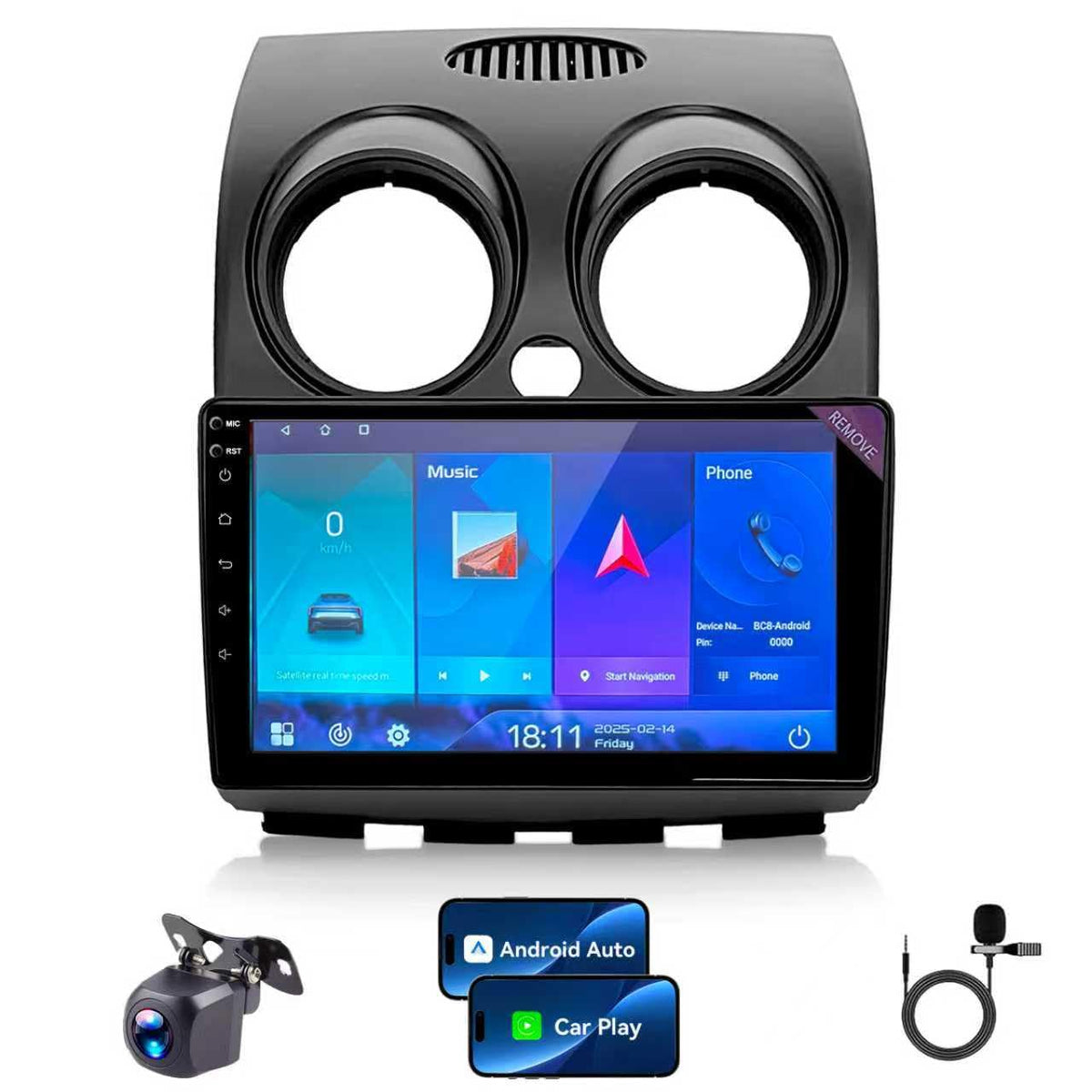 2+64G Car Radio for Nissan Rogue 9 inch Touch Screen 2008-2020 Stereo,Wireless Carplay/Andriod Auto/Bluetooth/WiFi//EQ Audio/AM/FM/Navigation/AHD Camera