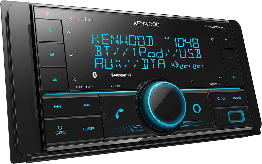 KENWOOD DPX395MBT Double DIN in-Dash Digital Media Receiver with Bluetooth (Does not Play CDs), Mechless Car Stereo Receiver, Amazon Alexa Ready - Black, Plus SXV300V1 SiriusXM Tuner