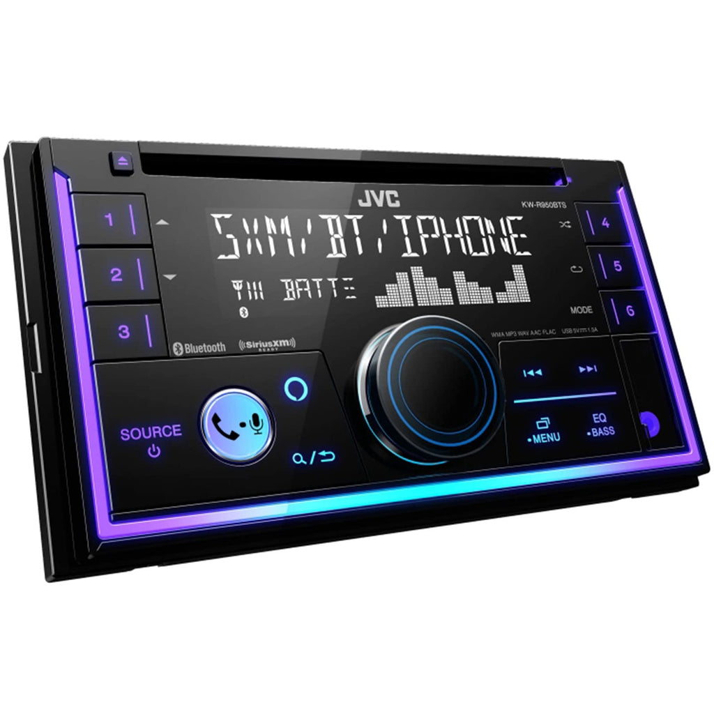 JVC KW-R950BTS Double-DIN Bluetooth USB/AUX CD Player AM/FM Radio Stereo Receiver, Double DIN Installation Dash Kit, Antenna Adapter, Wiring Harness (Bundle Fits Select 2000-2008 GM Car Vehicles)