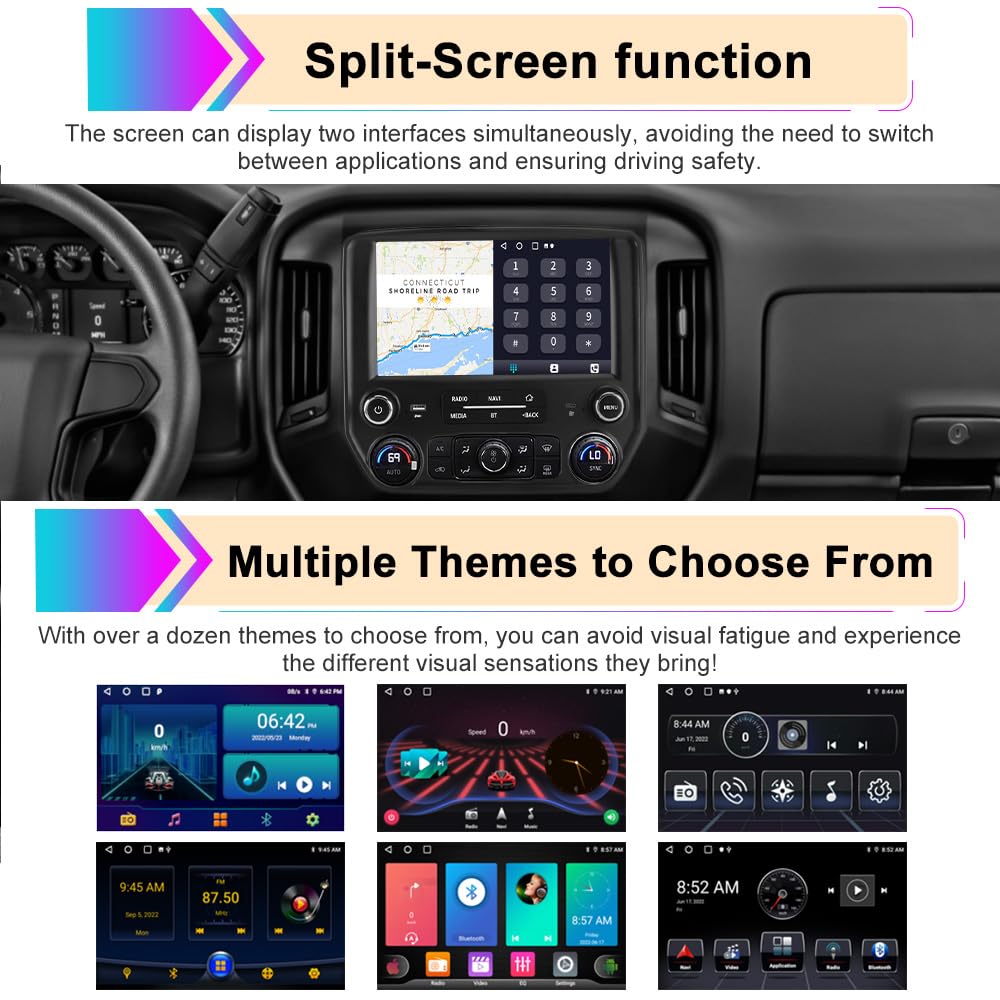 10.1” Car Radio Stereo for Chevy Silverado/GMC Sierra 2014–2018 | 2GB+64GB | Wireless CarPlay & Android Auto | DSP | Backup Camera | SWC | Bluetooth | FM/AM/Radio | SWC | WiFi