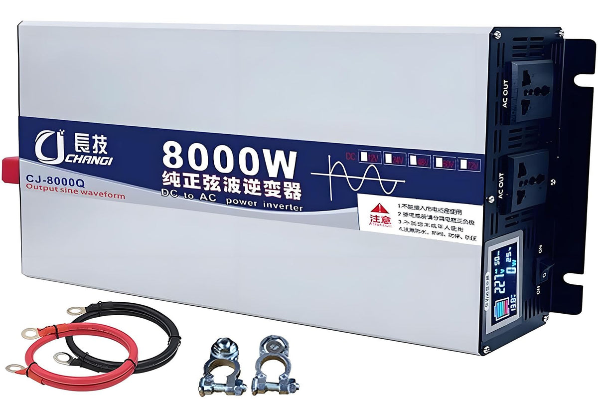 Upgraded high Power 6000W 8000W 10000W 12000W 16000W Pure Sine Wave Power Inverter 12V 24V 48V DC to 110V 220V AC Converter with LED Display for Car/RV Home Solar System(12000W,24vto220V)