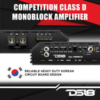KICKER Subwoofer and Amp Package of 3 Items - 12" Solo-Baric L7S Vented 3000 Watt Dual Sub Enclosure, DS18 Korean Class D Monoblock Amplifier, and Complete 0AWG Wiring Kit DL7S122+EXL-P2000X1D+AMPKIT0