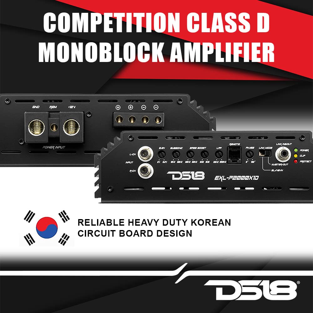 KICKER Subwoofer and Amp Package of 3 Items - 12" Solo-Baric L7S Vented 3000 Watt Dual Sub Enclosure, DS18 Korean Class D Monoblock Amplifier, and Complete 0AWG Wiring Kit DL7S122+EXL-P2000X1D+AMPKIT0
