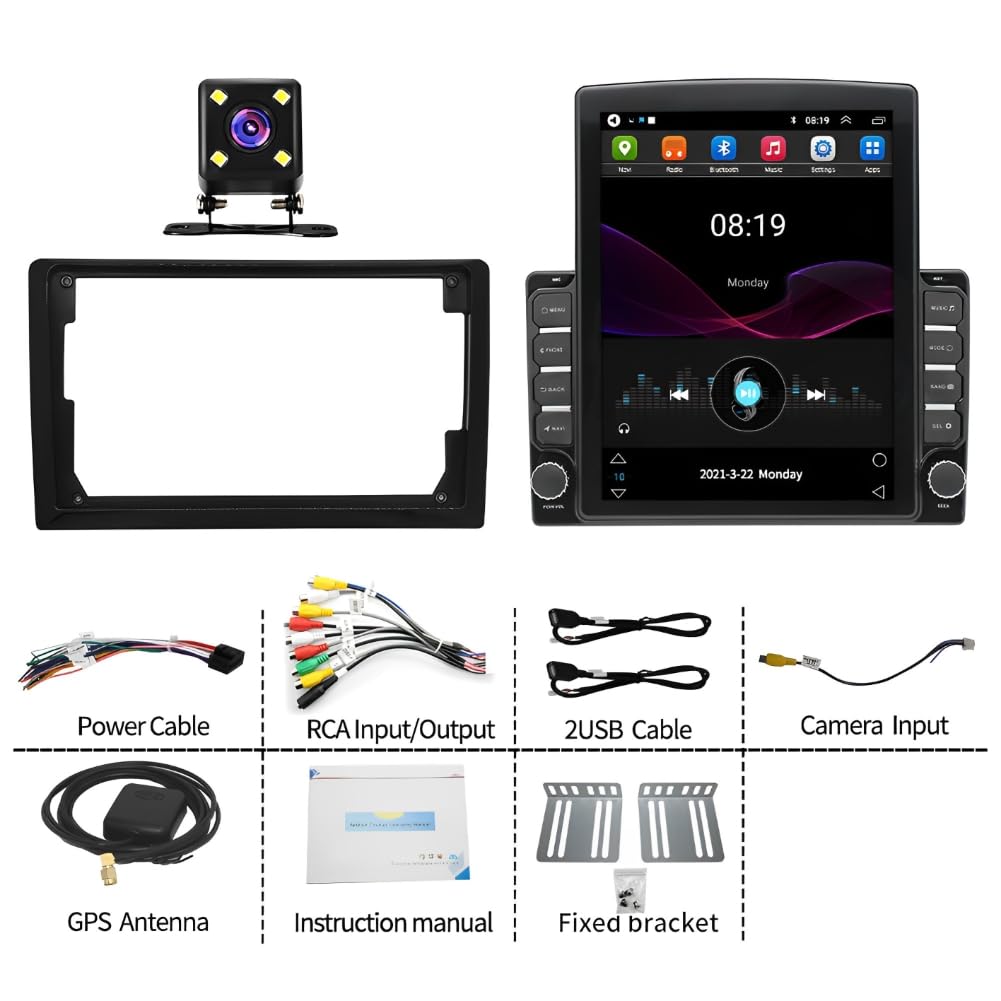 9.7 inch Double Din Car Radio for Nissan Frontier 2016 2017 2018 2019 2020 2021 Touch Screen GPS Navigation Stereo with Wireless CarPlay & Android Auto Head Unit,FM/SWC/WiFi/Bluetooth/Camera-2+64g