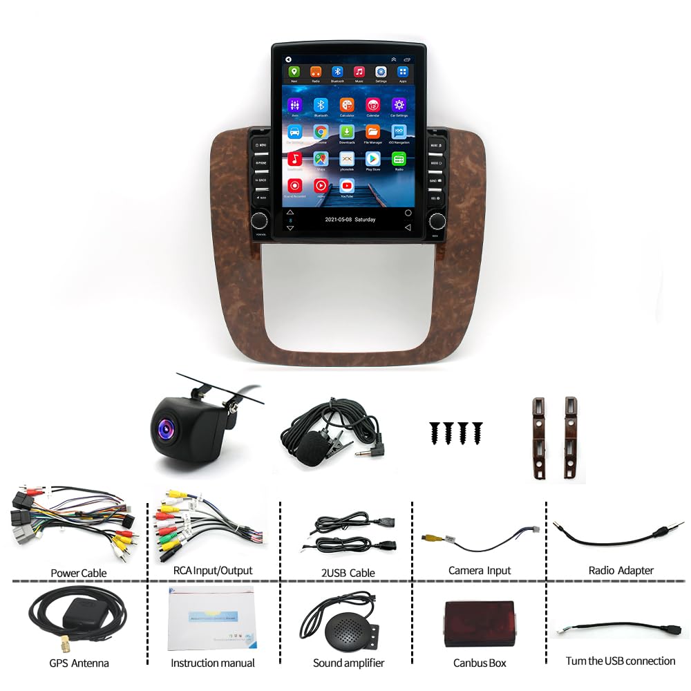 9.7 Inch Android 13 Car Stereo Radio for Chevrolet GMC 2007 2008 2009 2010 2011 2012 2013 2014 with Wireless Carplay/Android Auto Double Din GPS Navigation BT WiFi Camera【2+32G】