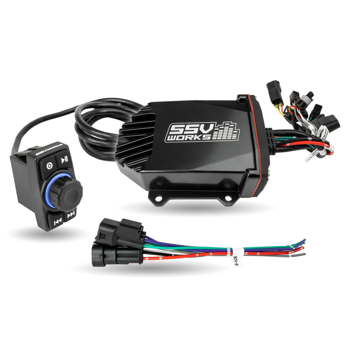 Universal Bluetooth Rocker Switch Audio System. Compact Radio with Basic headunit Controls with 200w 4-Channel Amplifier with External Amp Outputs for More Powerful Speaker and Subwoofer Amplifiers