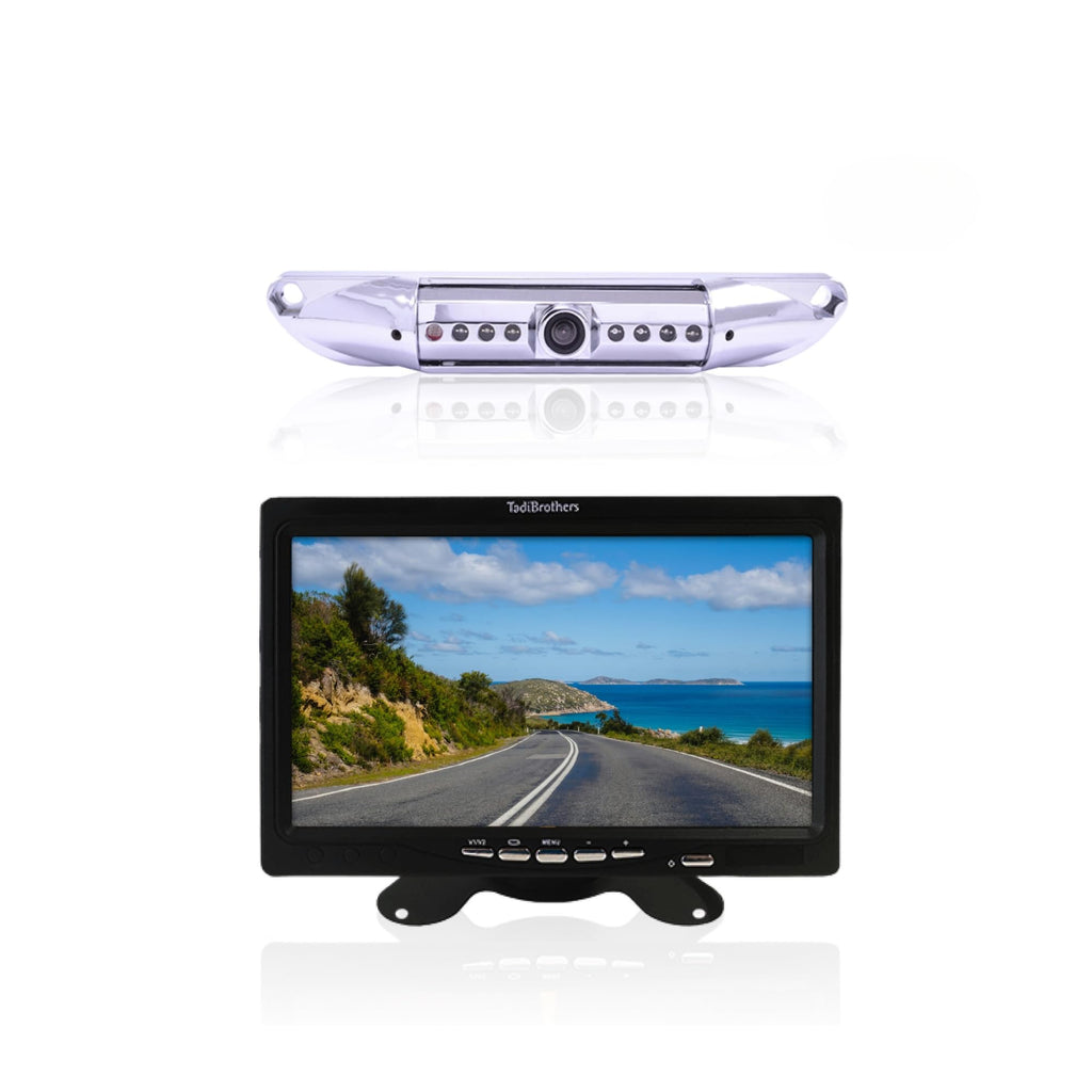 7” HD License Plate Backup Camera with a Monitor– Wired for No Interference, 120° Wide-Angle, Weatherproof, Night Vision – American-Based, 1-Year Warranty
