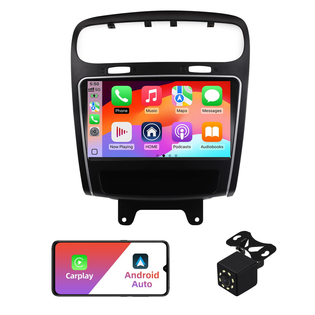 2+32G Android 12 Double Din Car Stereo for Dodge Journey 2011-2019 with 9 Inch Touchscreen Radio Built-in Wireless Carplay/Android Auto/GPS/Bluetooth/FM/AUX-in/SWC/Backup Camera