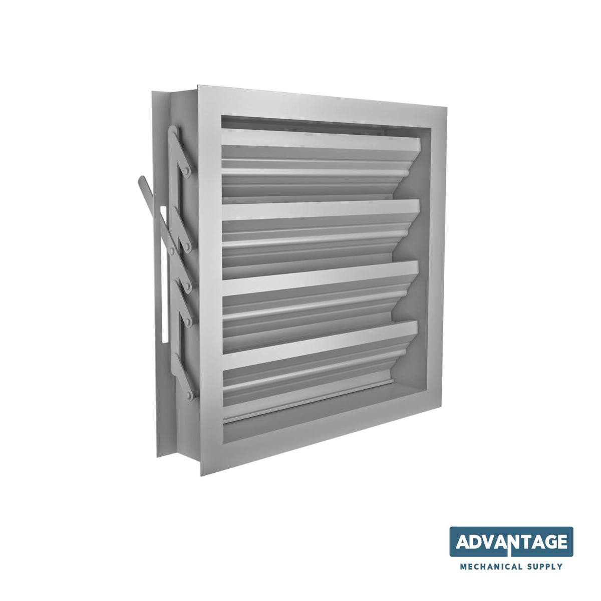 Louver with Deflective Adjustable Blades LA4A, Adjustable, 4" Deep U-Frame Vent with 3" Blade Spacing, HVAC Ventilation Louver, (White - Galvanized Steel, 15" X 15") (Made to Order 2–4 Weeks)