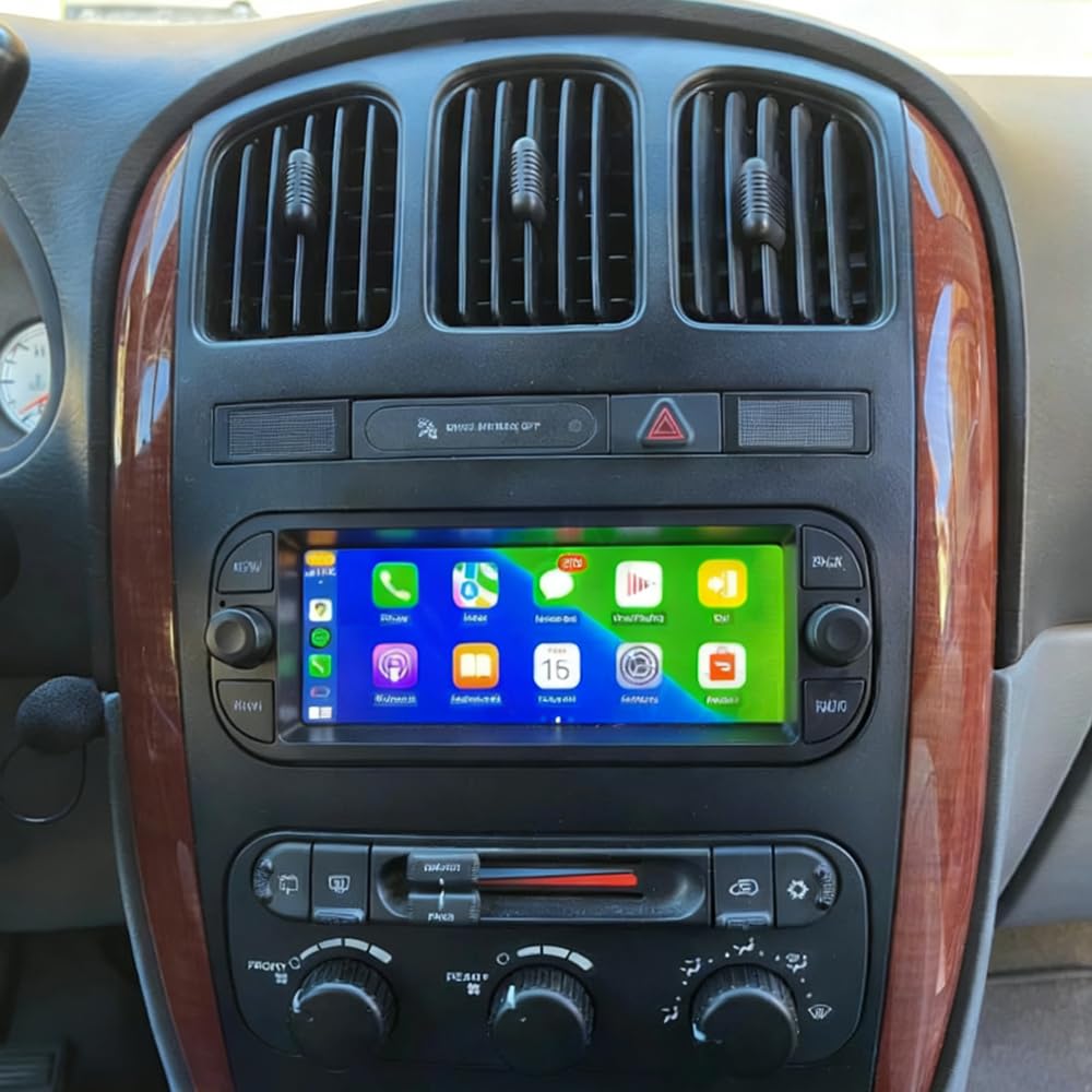 Android 14 Double Din Radio for Dodge Caravan 2001–2007 with Wireless Carplay Android Auto, 6.86"Touchscreen Bluetooth Stereo for Dodge Caravan Upgrade Head Unit WiFi GPS Navigation Mirror Link, 2+32G