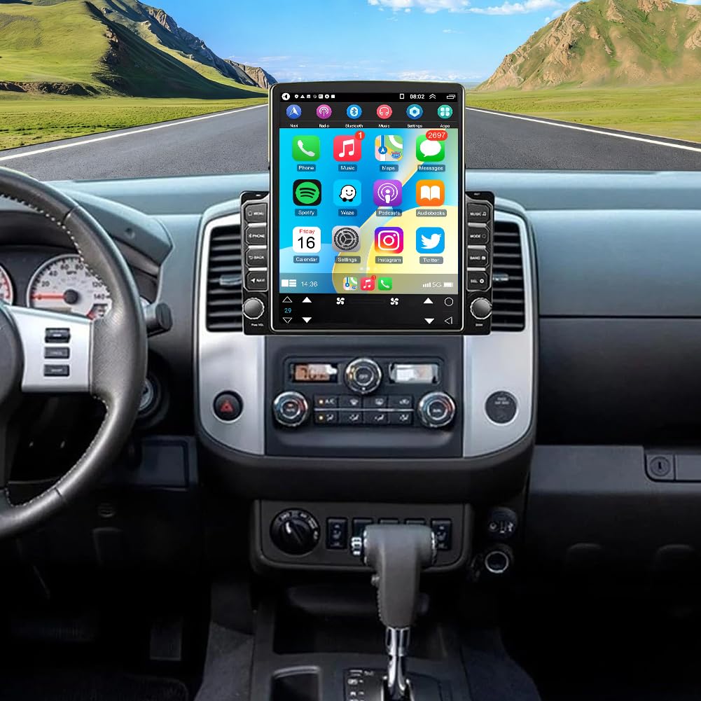 9.7 inch Double Din Car Radio for Nissan Frontier 2016 2017 2018 2019 2020 2021 Touch Screen GPS Navigation Stereo with Wireless CarPlay & Android Auto Head Unit,FM/SWC/WiFi/Bluetooth/Camera-2+64g
