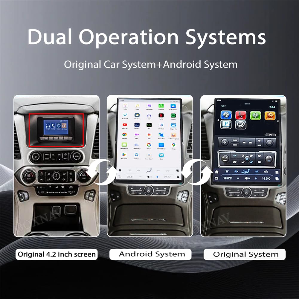 15.6 Inch Touch Screen Car Radio for Chevrolet Suburban Tahoe GMC Yukon 2014-2020 Upgrade Stereo Replacement Head Unit Multimedia Player Carplay Android Auto GPS Navigation (OEM 4.2 Inch Screen)