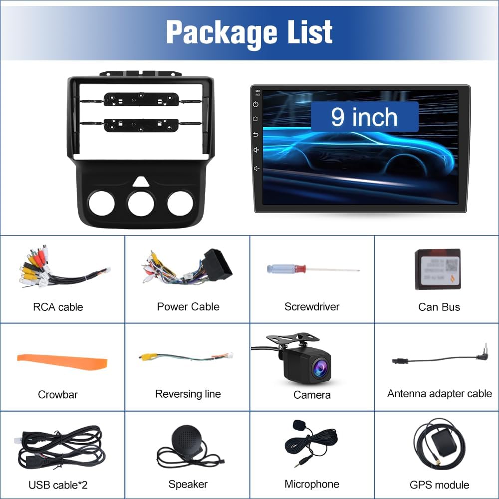 Junsun Car Stereo for Dodge RAM 1500 2500 3500 2013 2014 2015 2016 2017 2018 Qualcomm with Wireless CarPlay Android Auto Bluetooth GPS WiFi Backup Camera[4G+64G]