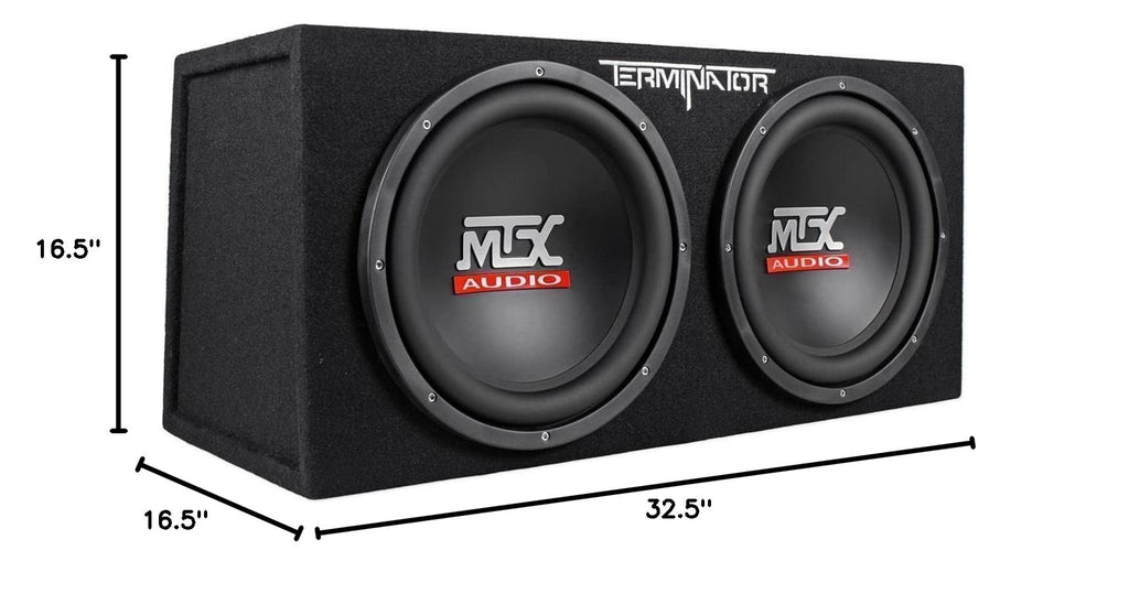 Audiosavings Bundle: Terminator TNP212D2 1200 Watt 2 Ohm Dual 12 Subwoofers/Sub Box/Amp Package Bundle with Free Dual 4" 30w Bluetooth Boombox Speaker w/USB, SD, LED+Remote (2 Items)