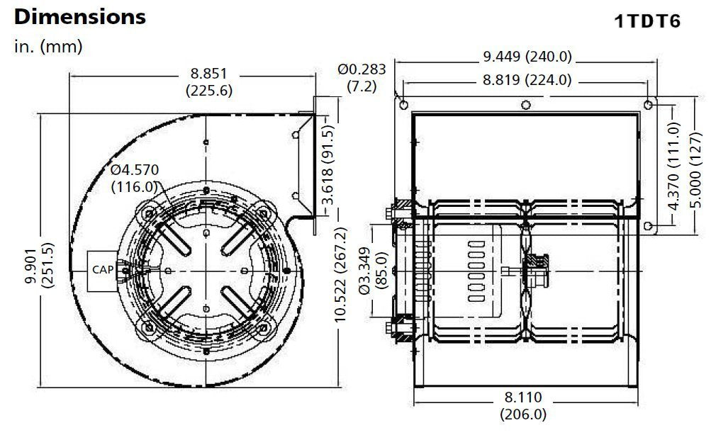 Dayton 1TDT6 PSC Blower, 2 Speed, 115 Volts by Dayton