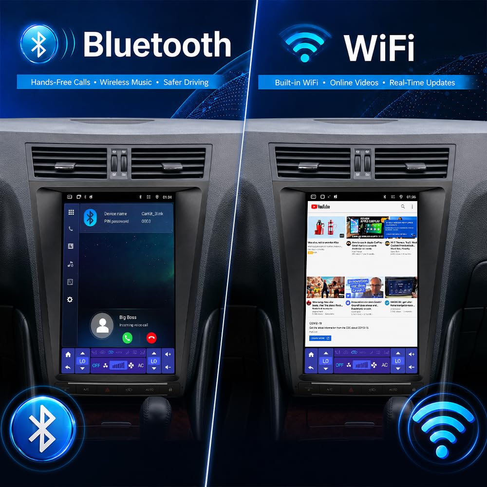 12.8 Inch Android 15 Car Stereo for Lexus GS 2004-2011 Base Trim