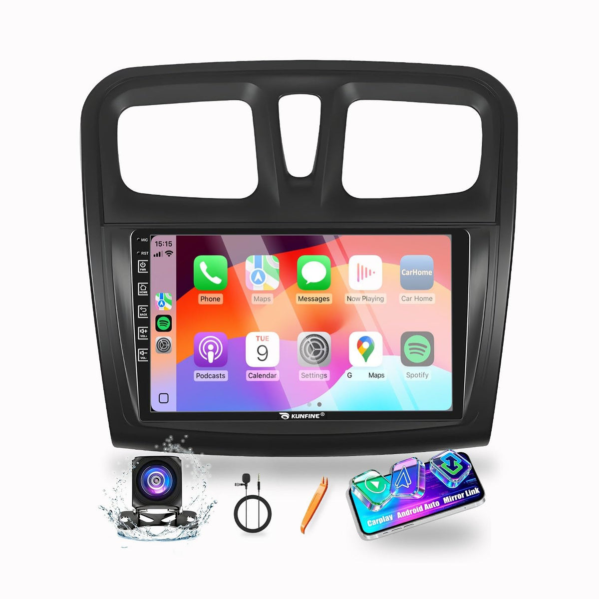 for Renault Dacia Sandero Symbol 2013-2021 4G+64G CarPlay Android Auto Navigation Stereo GPS Radio Reverse Camera Display 9" IPS Touchscreen Headunit Tablet Pad Media Player, if Applicable Quad Core