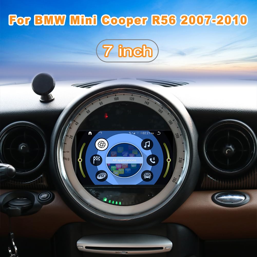 [8+64G] Android 13 Car Radio Stereo for Mini Cooper R56 2007-2010 with Carplay Android Auto 7 inch Touchscreen Car Stereo WiFi GPS Navigation Steering Wheel Control Backup Camera