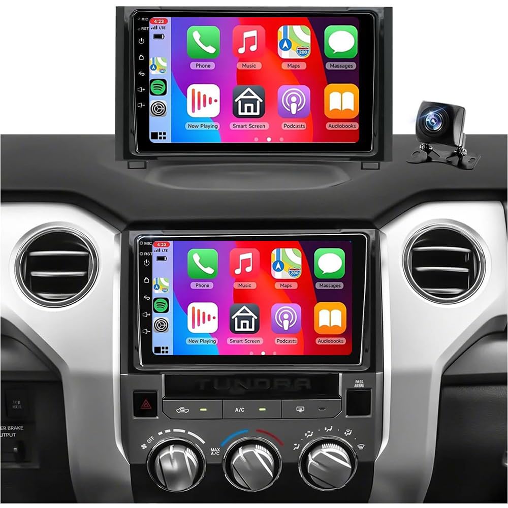 2+64G Double Din Car Radio for Toyota Tundra 2014-2021 Head Unit, 9"Touchscreen Stereo for Toyota Tundra 2014 2015 2016 2017 2018-2021 with Wireless Carplay Android Auto GPS Navi Bluetooth FM WiFi SWC