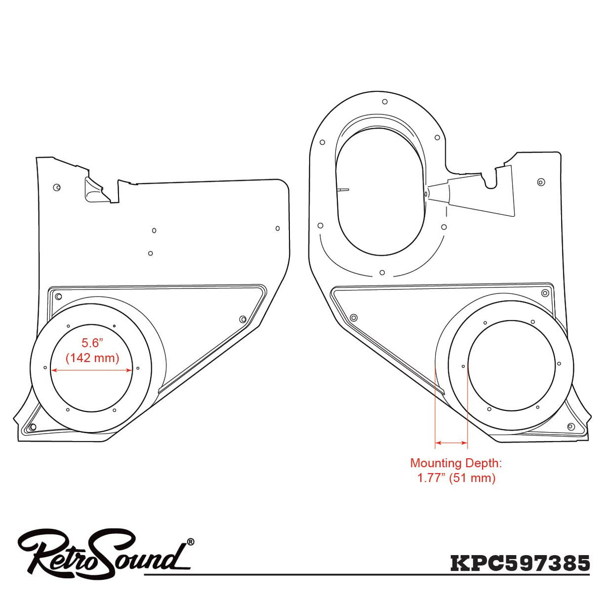 Retro Manufacturing Kick Panels with Deluxe Speakers KPC597385-652
