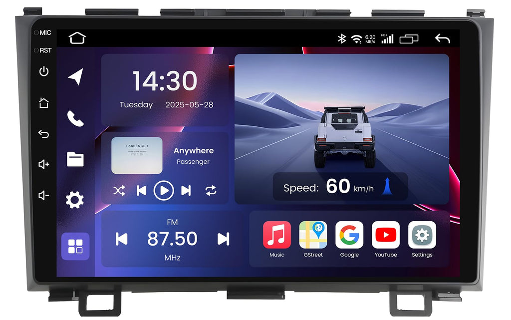 Upgrade 8 Core 4G+64G Car Radio Stereo for Honda CRV 2007-2011:9" 1280 * 800 HD Touch Screen Head Unit, Wireless Carplay Android Auto 5G WiFi Bluetooth AM FM GPS Backup Camera SWC