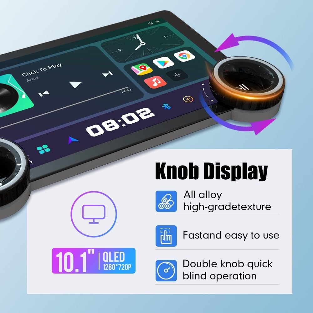 for Hyundai Accent 2012-2017 Dual Display Knobs CarPlay/Android Auto Autoradio FM Radio Navigation Stereo Pad Player GPS 10.1" QLED Touch Screen Headunit Tablet Quad Core 2G+64G Black
