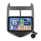 8-Core Car Stereo for Chevrolet Sonic Aveo 2011-2015 Android 15 with Wireless CarPlay Android Auto, 4GB+64GB Car Radio WiFi 6 Bluetooth 5.4, DSP 48-Band EQ, 4K Video, Backup Camera