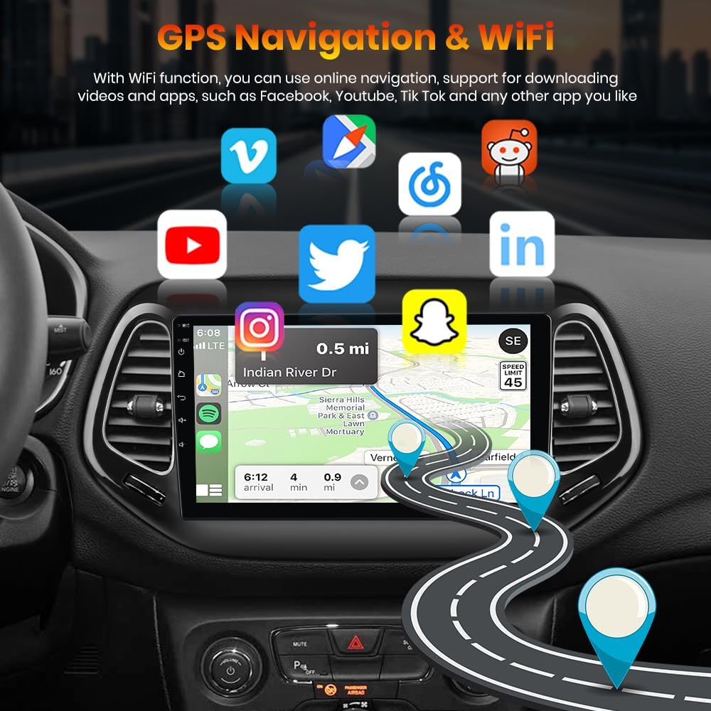 AWESAFE Android Car Stereo for Jeep Compass 2017 2018 2019 2020