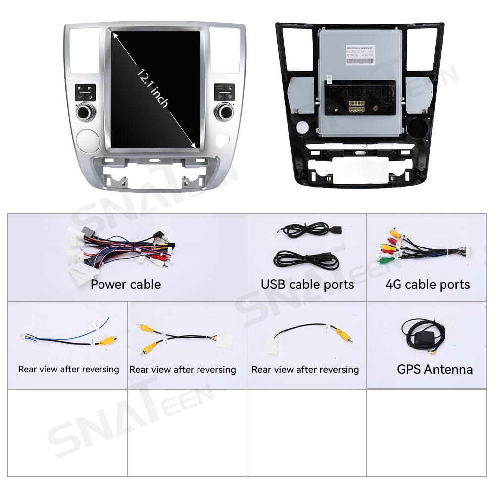 12.1 inch Vertical Touch Screen Car Radio for Nissan Armada Infiniti QX56 2008-2012 Carplay Multimedia Player GPS Navigation Stereo (Silver, 8+256GB)