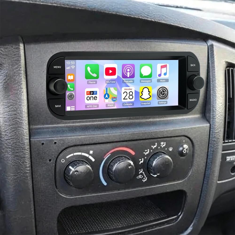 2+64G Double Din Car Stereo for Dodge Ram 1500 2500 2500 3500 2002-2005, 6.86" Touchscreen Car Radio Upgrade Head Unit Android 14 Radio with Wireless Carplay Android Auto Backup Camera FM/RDS DSP SWC