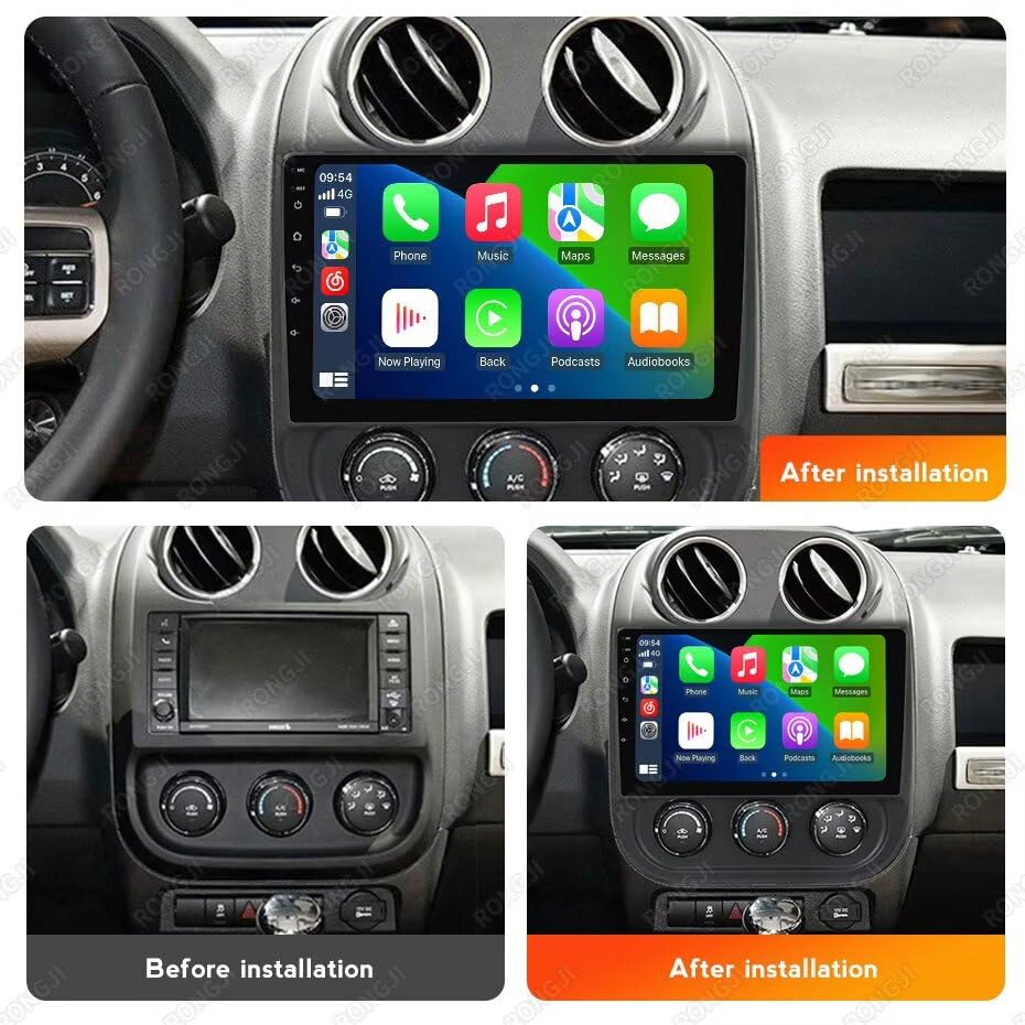 Radio for Jeep Compass 2010-2016 Stereo Upgrade Dash Kit Car GPS Navigation,2+32GB 10" IPS Touch Screen Head Unit with Car-Play & Android Auto/SWC/Rear View