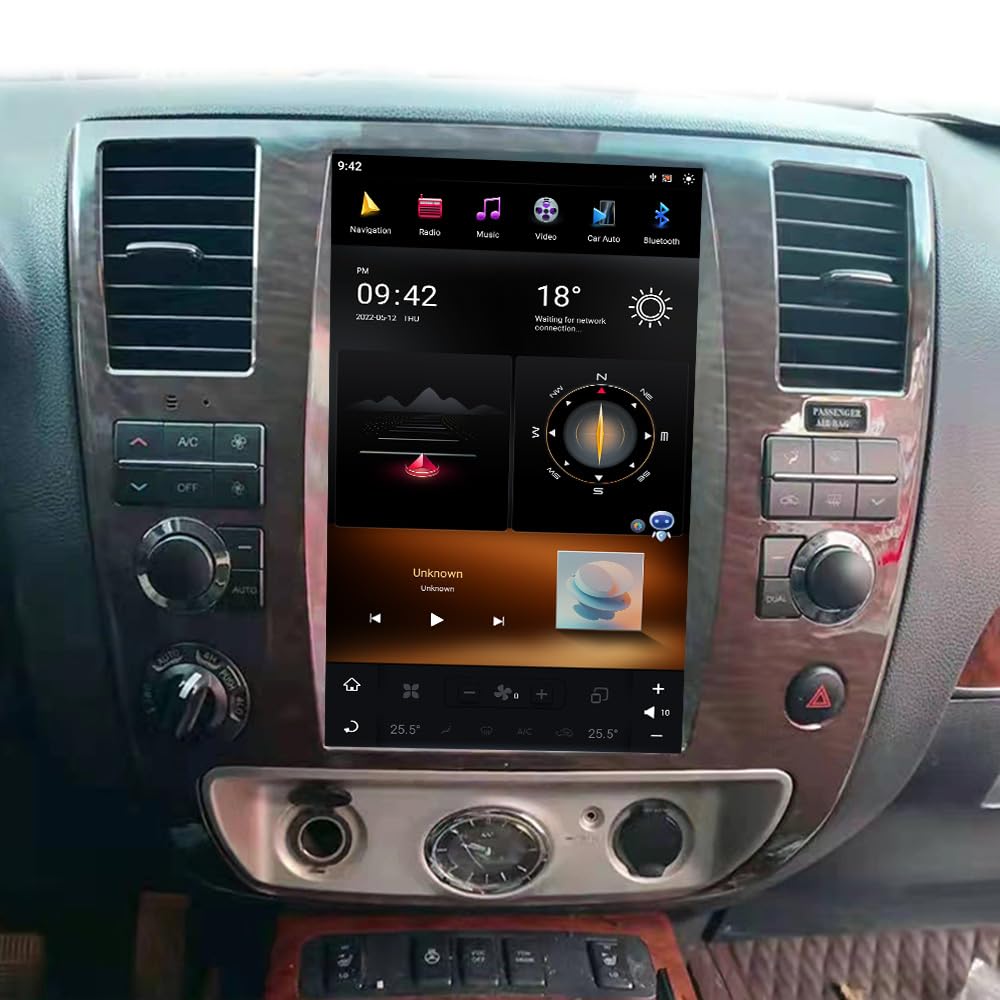 12.1 inch Vertical Touch Screen Car Radio for Nissan Armada Infiniti QX56 2008-2012 Carplay Multimedia Player GPS Navigation Stereo (Silver, 8+256GB)