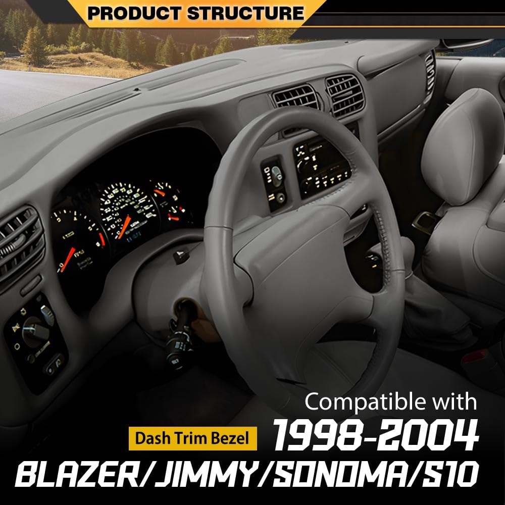 Dash Radio Bezel Grey Compatible with Chevy Blazer S10 GMC Jimmy Sonoma 1998-2004/ Fit for Vehicle with Double Din Radio