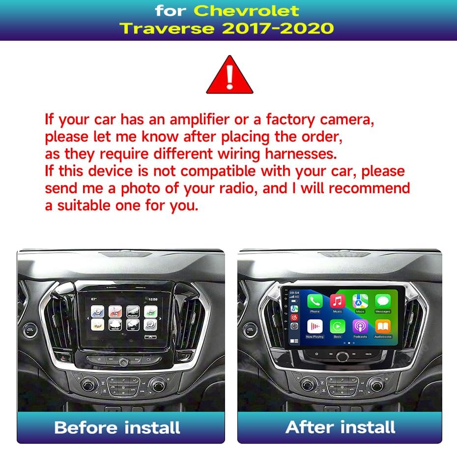 Android 14 Car Radio Stereo for Chevrolet Traverse 2017 2018 2019 2020, 10.1 Inch Touch Screen Head Unit Dash Kit - with Wireless CarPlay Android Auto, GPS Navigation Bluetooth SWC WiFi