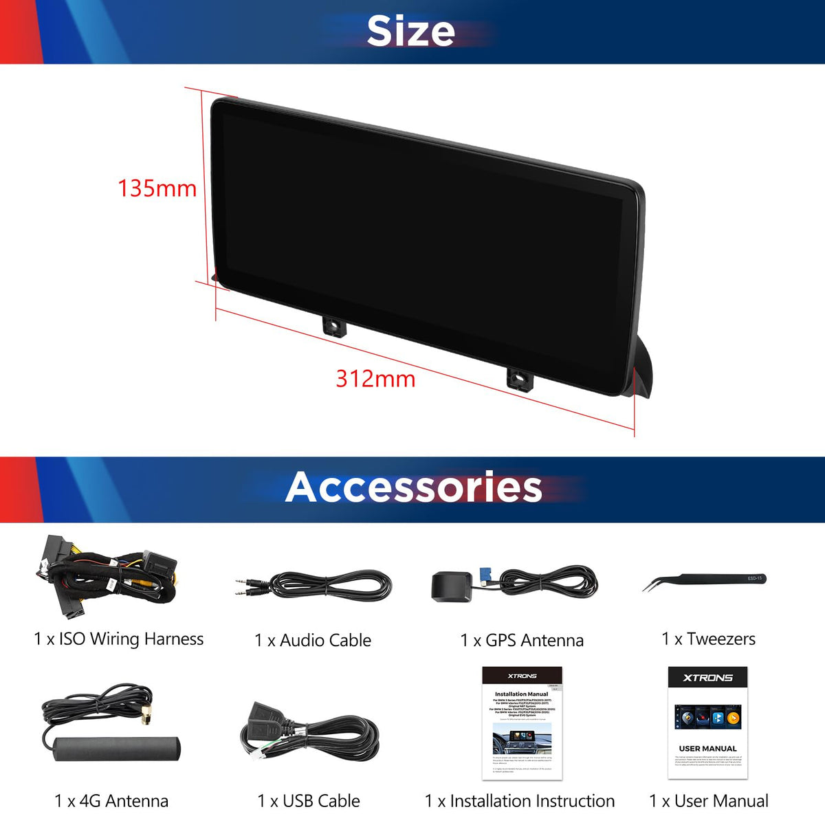 XTRONS 12.3 Inch Android 14 Car Stereo for BMW F30/F31/F32/F33/F34/F35/F36 2013-2016 NBT iDrive 4.0, IPS Touch Screen 4+64GB Global 4G Car Radio GPS Navigation Support Wireless Car Play Android Auto
