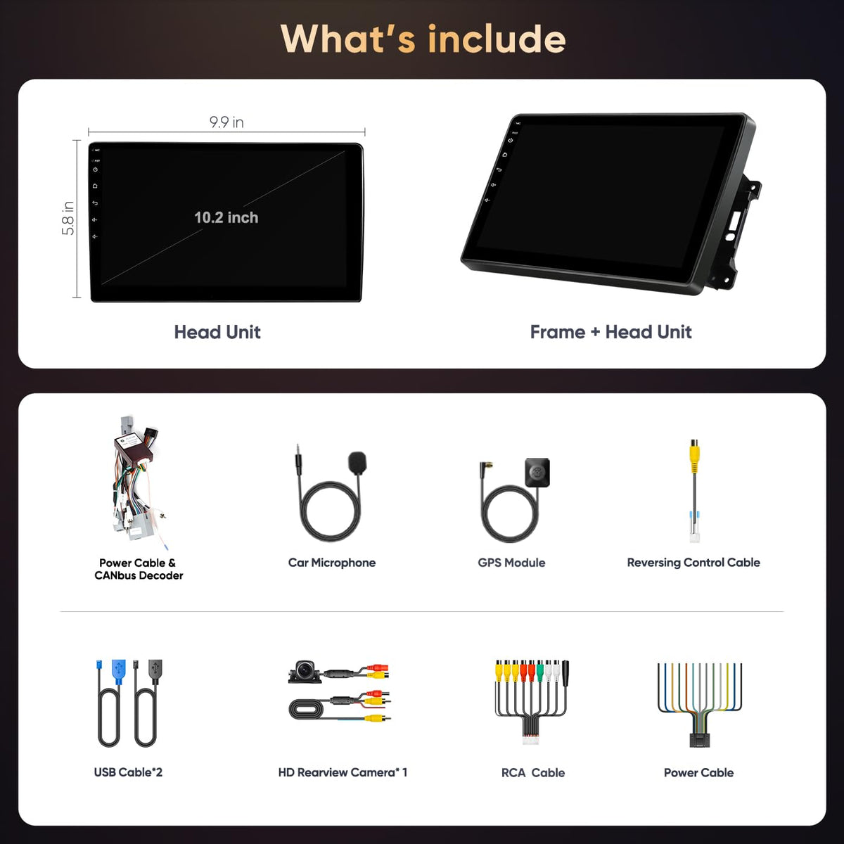 Car Radio Stereo for Jeep Wrangler JK 2007 2008 2009 2010 2011 2012 2013 2014 2015 2016 2017 2018, 10" Android Head Unit, Wireless CarPlay, Android Auto, GPS, Bluetooth, SWC, Backup Camera