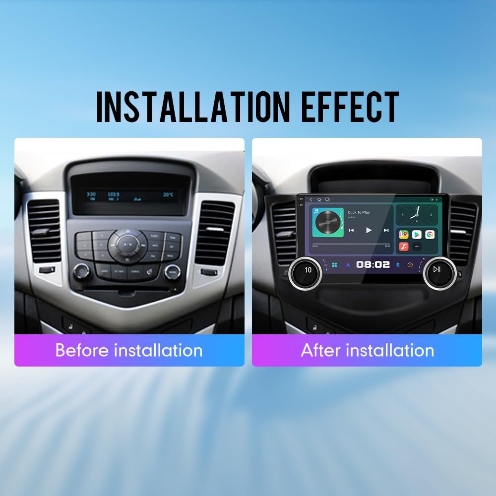 for Chevrolet Cruze 2008-2016 Display Knobs CarPlay/Android Auto Autoradio Android FM Radio Car Navigation Stereo Pad Player GPS 10.1" QLED Touch Screen BT WiFi 2 Din Headunit Tablet Quad Core 2G+64G