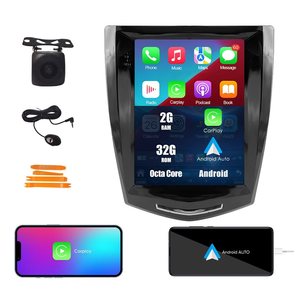 Tesla Style Car CarPlay Android Auto Navigation Stereo GPS Radio Reverse Camera 9.7" IPS Touchscreen Headunit Tablet Media Player For Cadillac ATS XTS 2013-2018, if Applicable Quad Core 1G+32G