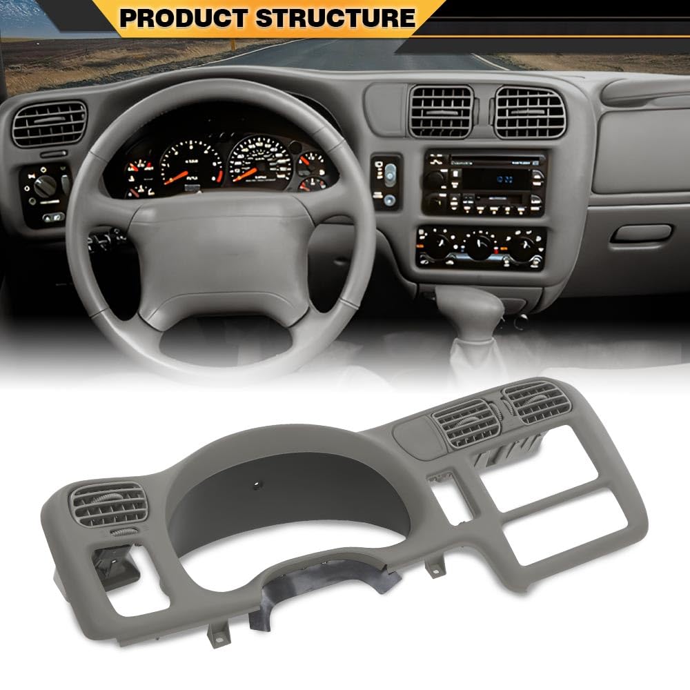 Dash Radio Bezel Grey Compatible with Chevy Blazer S10 GMC Jimmy Sonoma 1998-2004/ Fit for Vehicle with Double Din Radio