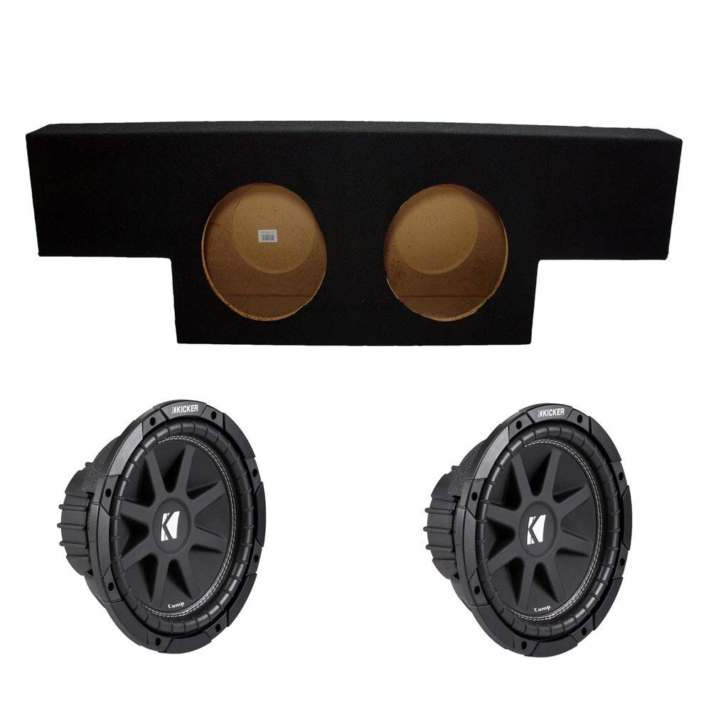 KICKER 43C104-N Compatible with Chevy Silverado 2001-2006 1500 Crew Cab Truck Dual 10" Comp C10 Subwoofer Sub Box Package
