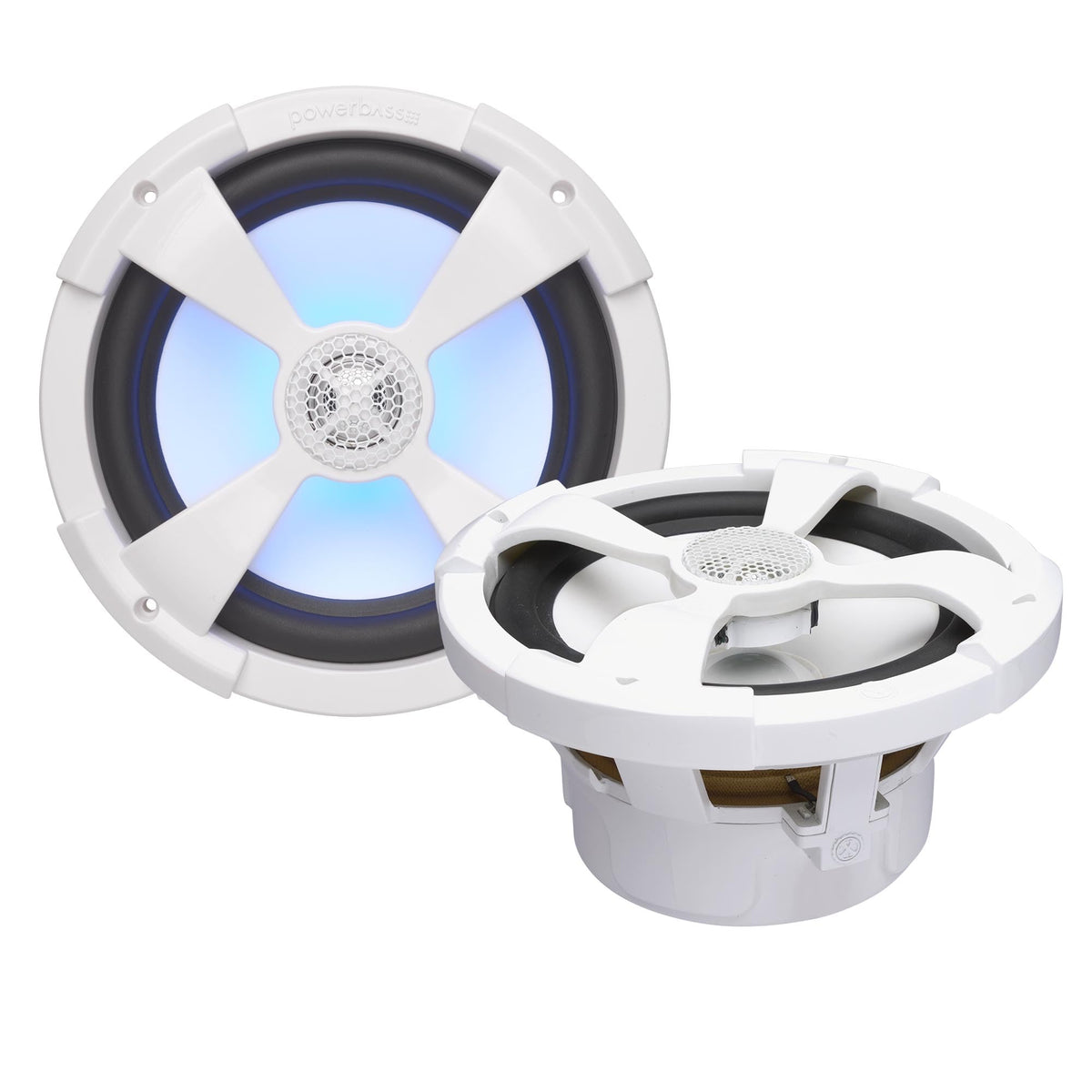 PowerBass XL-82M - 8" Marine Coaxial Speakers with RGB LED - Pair