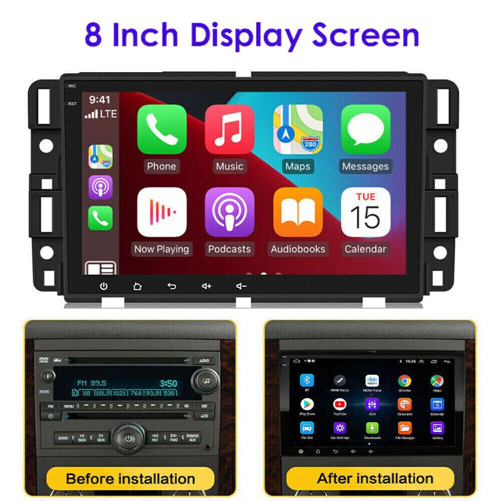 Car Stereo Radio Compatible for GMC Terrain 2010-2017 with Carplay Android Auto GPS Navigation 8in Touchscreen Car Radio Player with Bluetooth WiFi FM/RDS SWC Mirror Link + Backup Camera