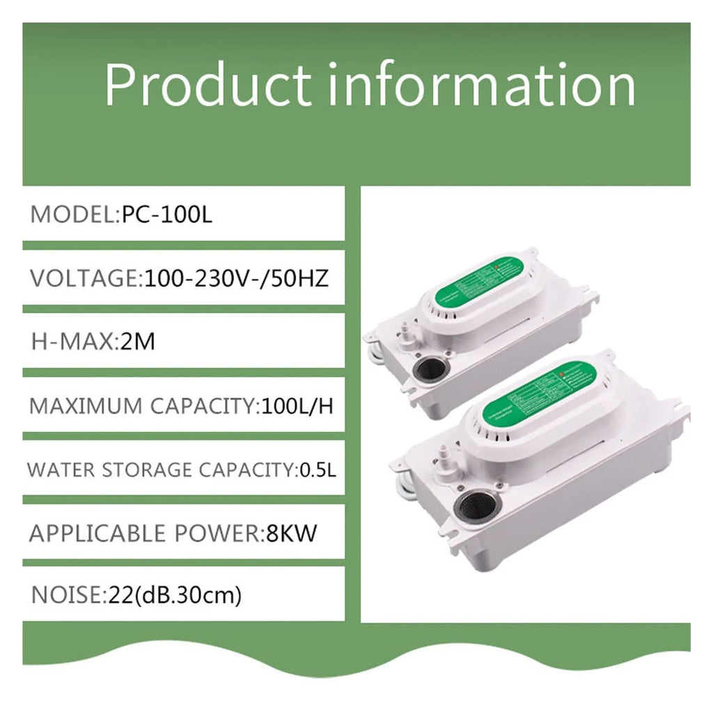 AC Condensate Pump Automatic HVAC Lift Removal Drain Pump 100L/H Flow With 500ml Tank For Dehumidifier 100-230V