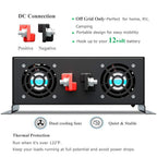 WZRELB Reliable Off Grid 3500W Pure Sine Wave Inverter 12VDC to 120VAC Solar Power Inverter LED Display (Black)