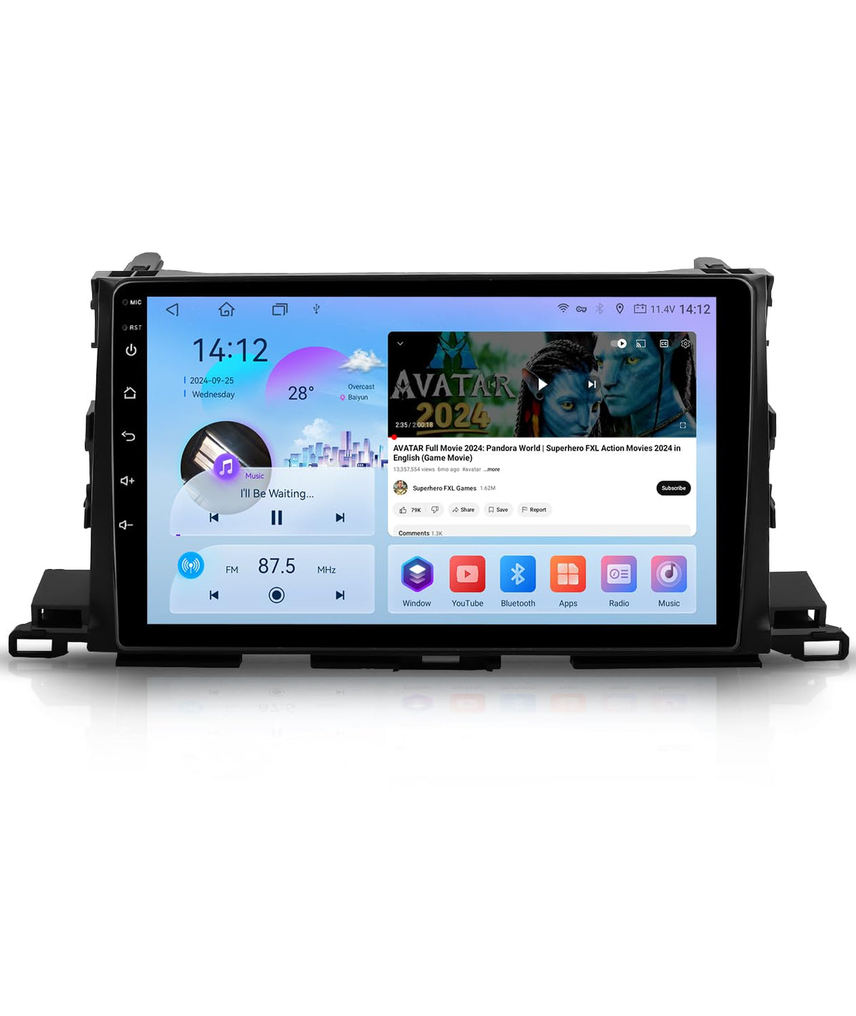 6GB+128GB 8-Core Car Radio for Toyota Highlander 2014–2019, 10.2" QLED Wireless CarPlay Stereo, Android 13, Android Auto, JBL Amp, Backup Camera, SWC, 48EQ DSP, 4G LTE