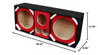 DEEJAY LED Two 12in Woofers Plus Two Tweeters and O, Black, (D12T2H1RED)