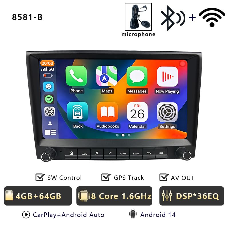 8581B 8core 4g+64g CHSTEK Car Radio for Porsche Cayman 911 987 Boxster 997 2005-2013 Wireless Navigation Multimedia Carplay Bluetooth Android Player Media Stereo Screen Replace Audio GPS 4G WiFi Auto