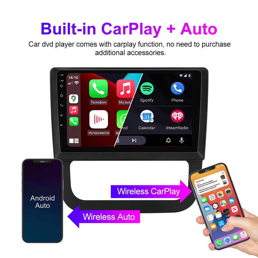Radio for Volkswagen Jetta 5 2005-2010 2GB RAM 64GB ROM, Biorunn 10.1 Inch Touchscreen Stereo Head Unit Wireless Car-Play Android Auto Blue-Tooth GPS Navi WiFi FM SWC RDS Blue-Tooth WiFi