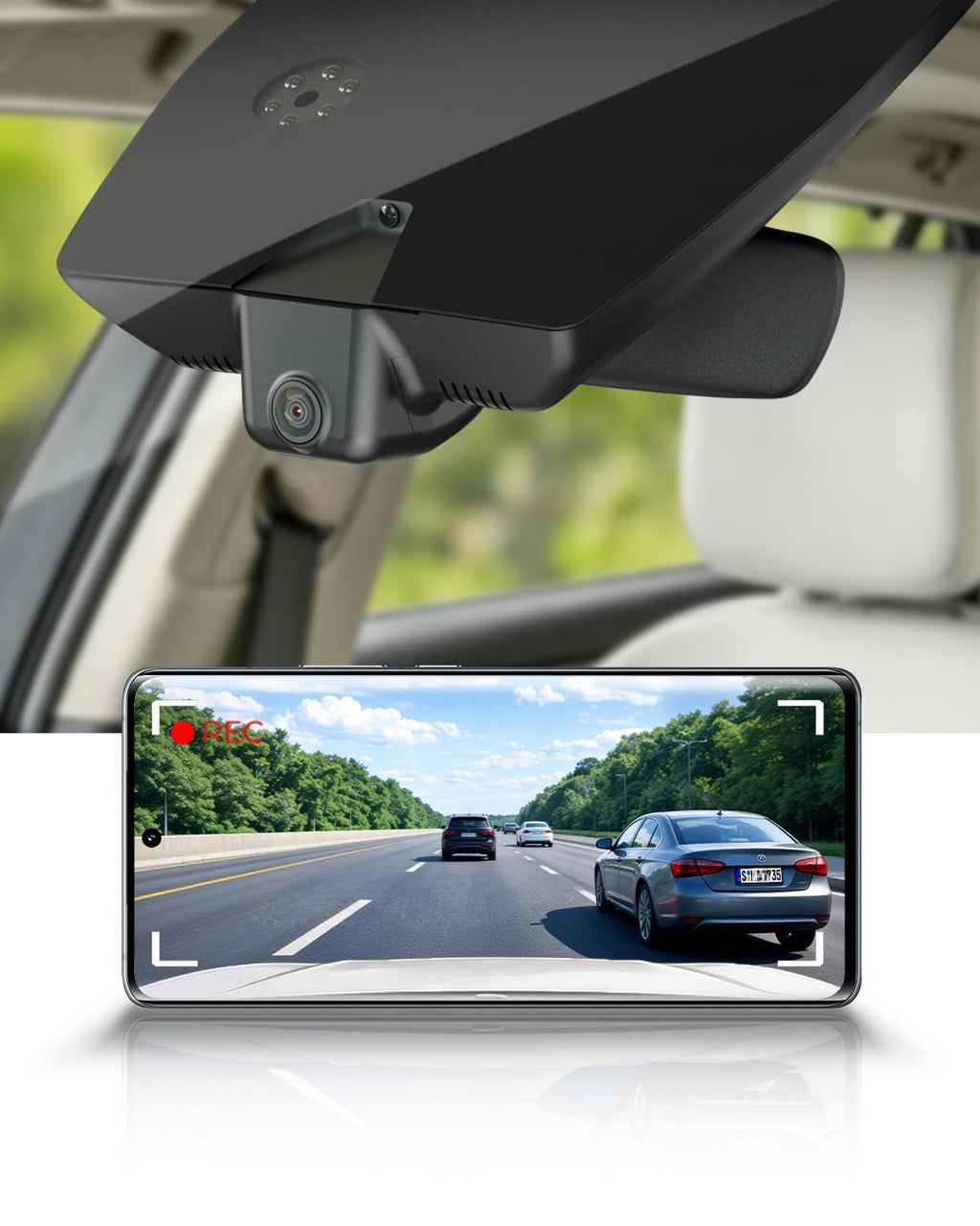Fitcamx Front 4K+Rear 1080P Dash Cam Adapts for Hyundai IONIQ 5 2022-2024, Has 6 Vents (contained 2 Cables), OEM Look, 2 Way HD Video, WiFi & APP, Loop Recording, G-Sensor, Easy to Set, 128GB Card