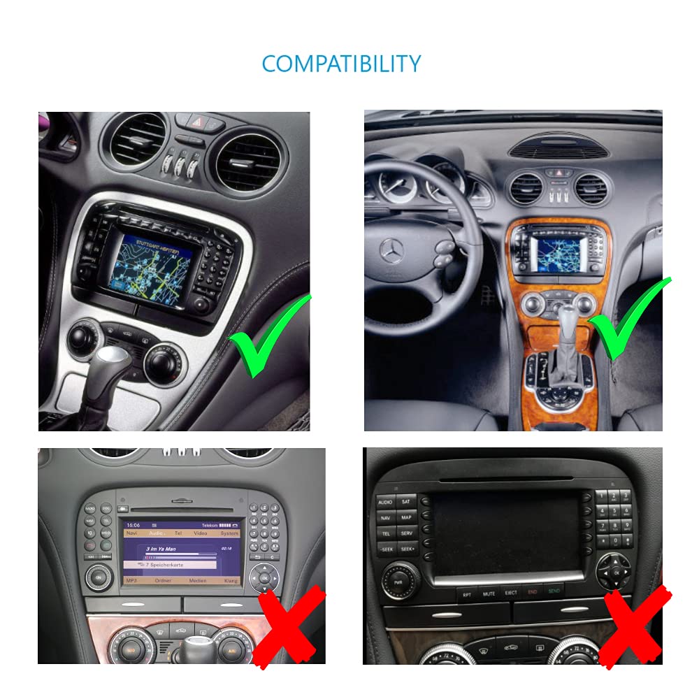 7" Touchscreen Navigation GPS Head Unit Radio CarPlay AndroidAuto WiFi Compatible with Mercedes R230 SL350 SL500 SL55 SL65 AMG with Bose / D2B Soundsystem